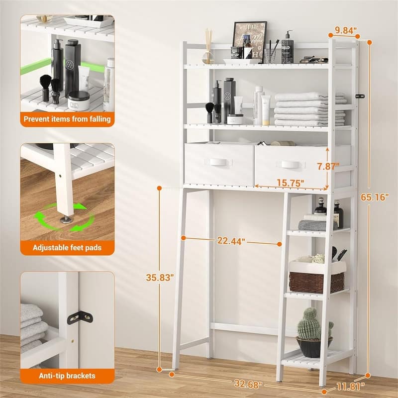 Over The Toilet Storage - 11.42"D x 32.68"W x 65.16"H