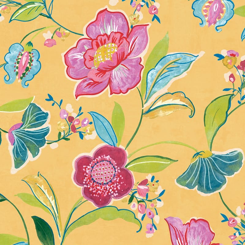 NextWall Painterly Floral Peel and Stick Wallpaper - 20.5 in. W x 18 ft. L - Cantaloupe