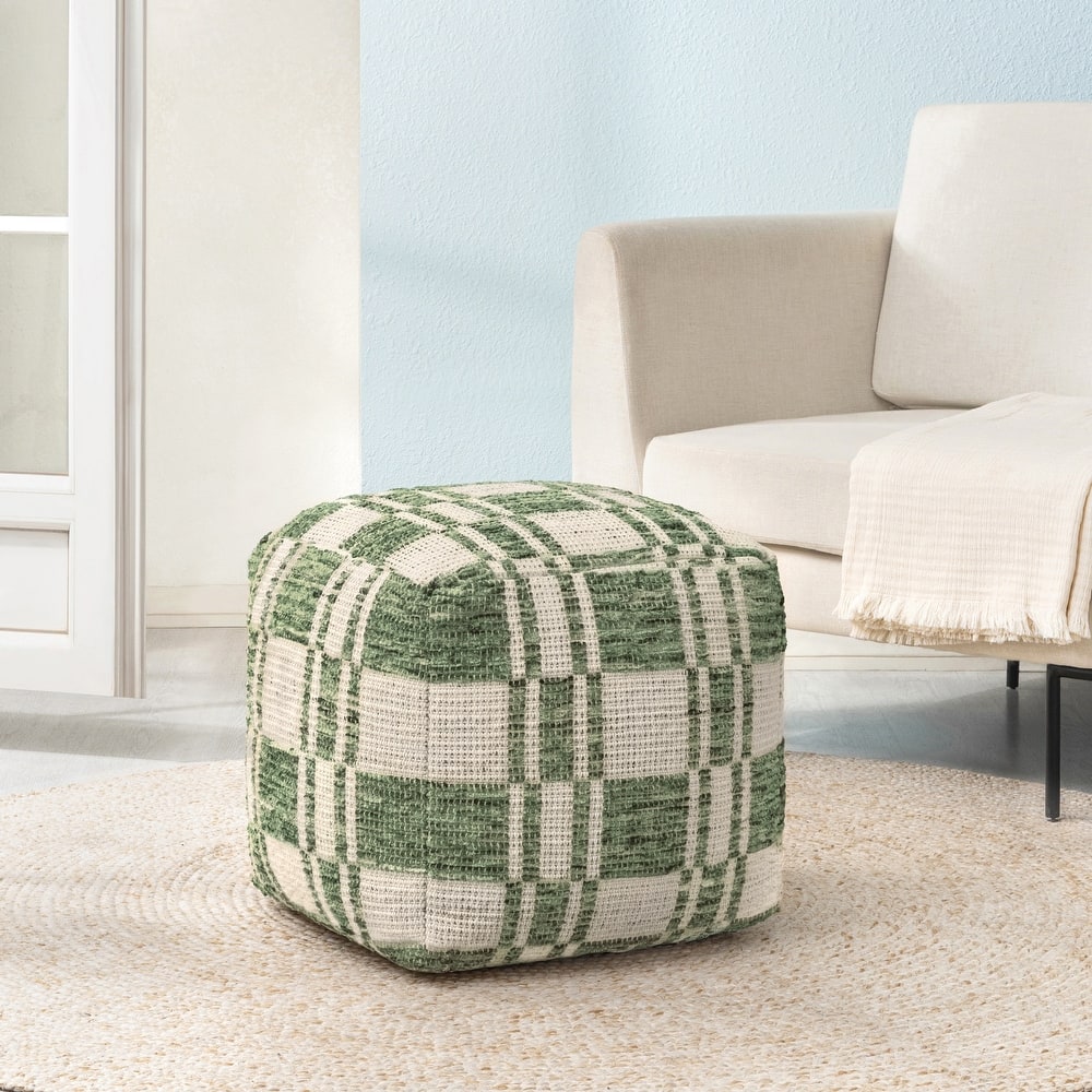 Jani 20-inch Ottoman Pouf - Handcrafted Handmade Ottoman for Seating, Footrest, Home Decor for Living Room, Bedroom
