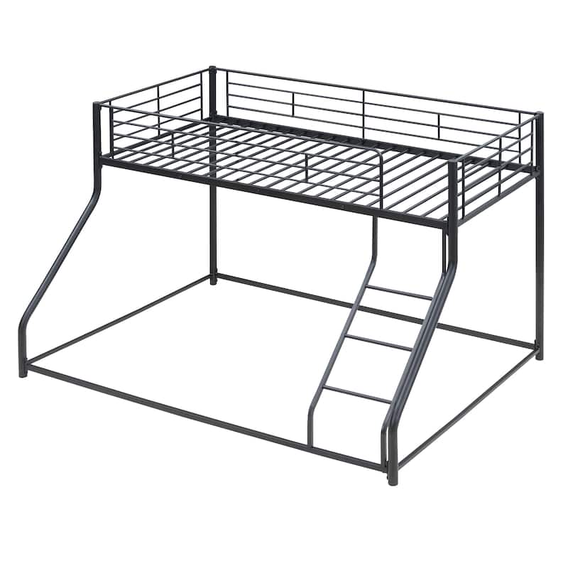 Metal Floor Bunk Bed, Twin XL over Queen with Ladder