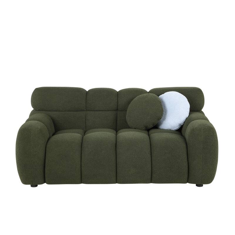 Two Sizes Of Teddy Velvet Upholstered Sofa
