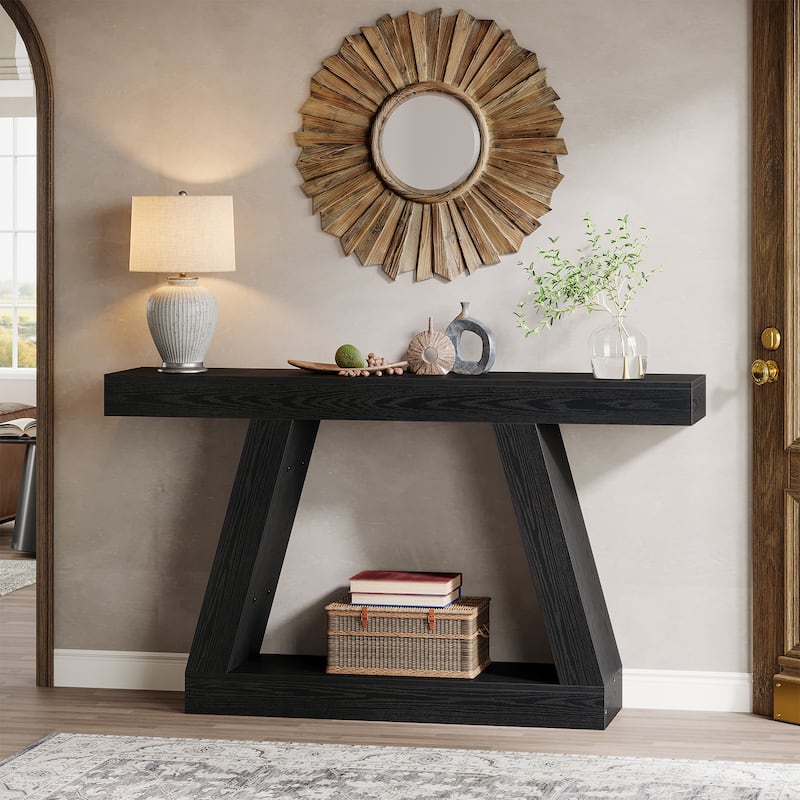 55 Inches Farmhouse Wood Console Sofa Table with Storage - 11.81" D x 55.12" W x 31.5" H
