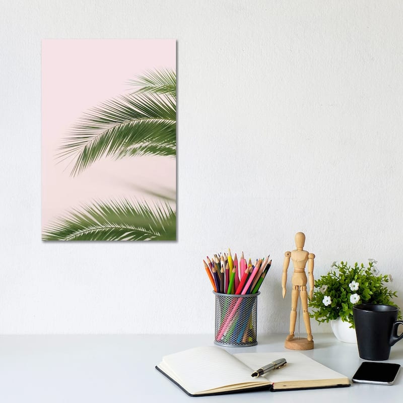 iCanvas "Pink And Green Palm Tree" by Ruby and B Canvas Print - 12x8x0.75