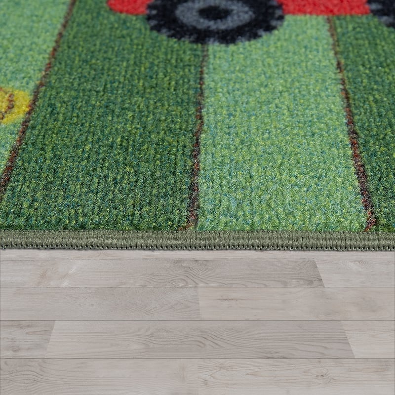 Kids Play Mat Rug Happy Horse Farm for Playroom Green