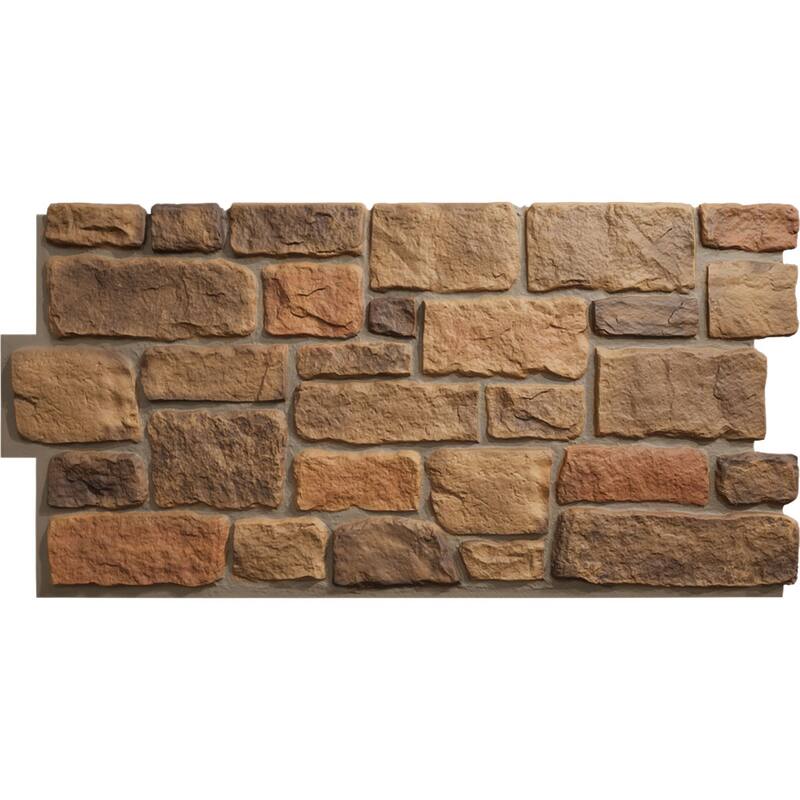 EverStone Cobblestone Faux Stone Panel, 48"W x 23 3/4"H x 1 1/8"D - Rustic Roast Color
