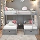 preview thumbnail 1 of 18, Modern Full Over Twin&Twin Bunk Bed,Wood Triple Bunk Bed With Drawers And Guardrails,Solid Construction Grey