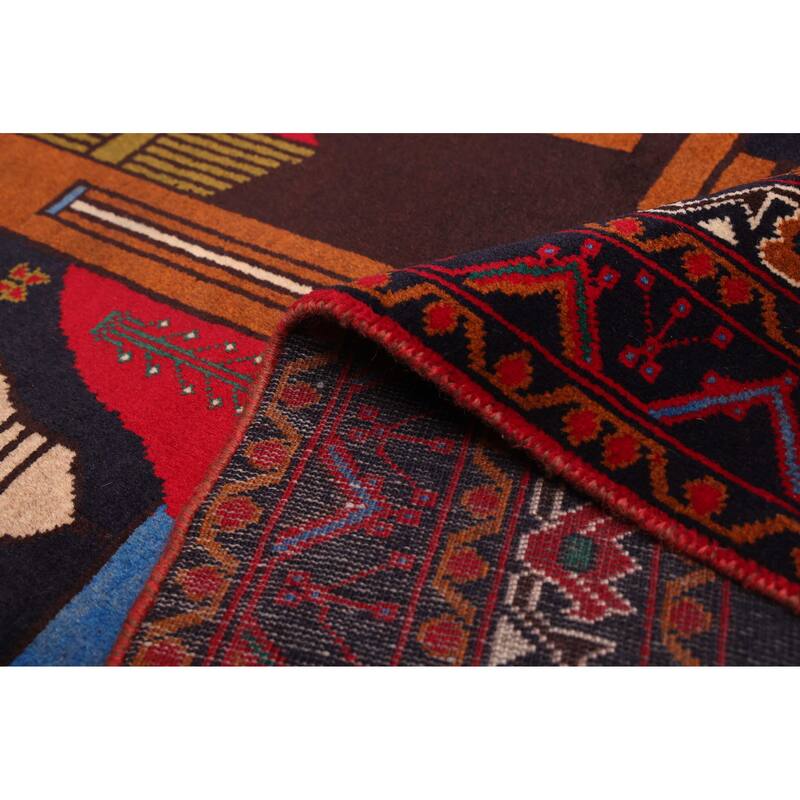 ECARPETGALLERY Hand-knotted Teimani Dark Navy, Red Wool Rug - 3'7 x 6'4