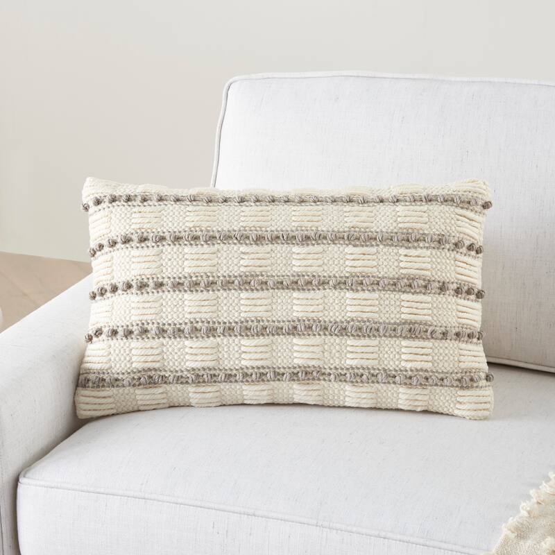 Mina Victory Life Styles Woven Lines And Dots Textured Throw Pillow