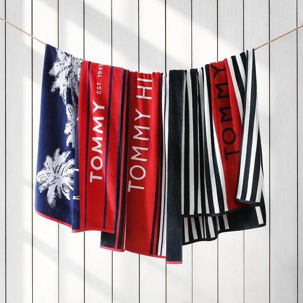 トミーフィルフィガー プールタオル Tommy Hilfiger Printed Cotton Beach Towel - 36 x 68 - Bed Bath