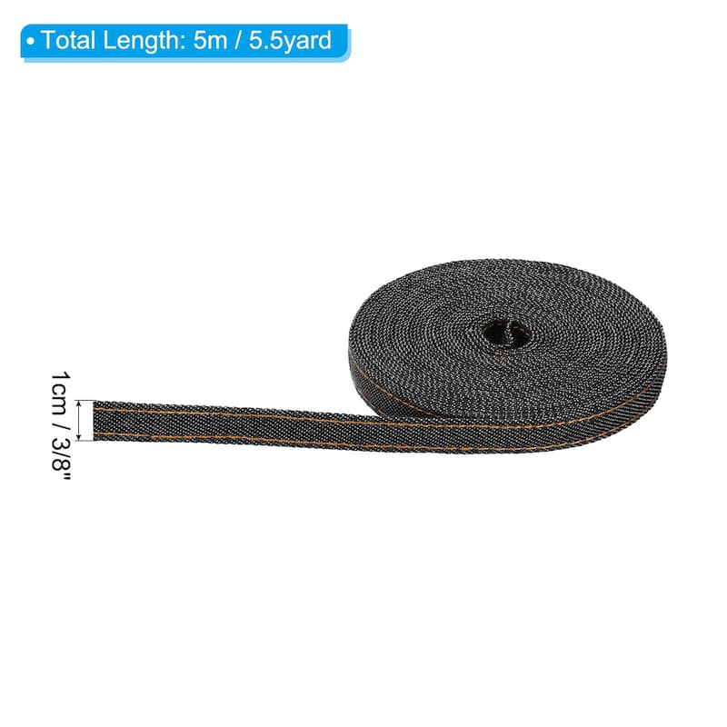 Denim Ribbon, 1 Roll 5.5 Yard Craft Strip - Black - 3/8"