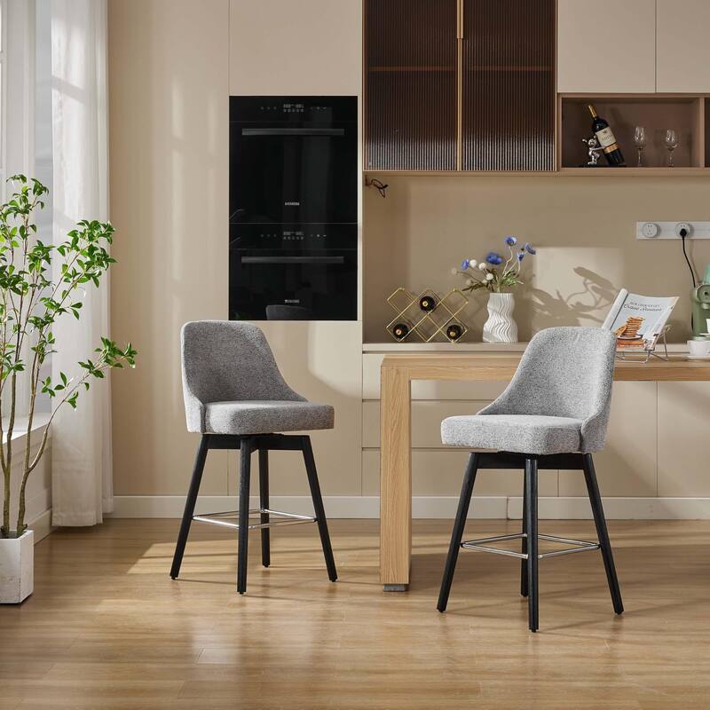 26" Counter Height Swivel Barstool Set of 2 - Dark Grey