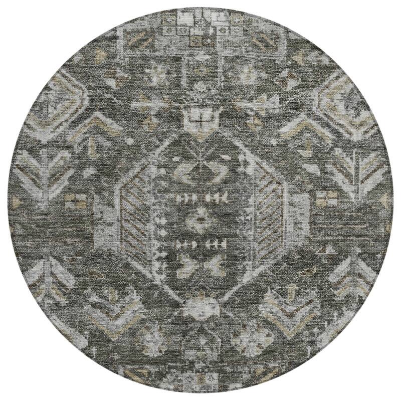 Machine Washable Indoor/ Outdoor Boho Traditional Chantille Rug