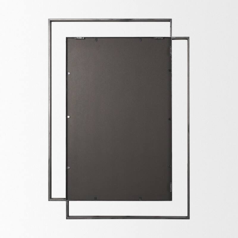 Tiva Rectangular Dual Metal Frame Gunmetal Mirror - 31.5L x 1.8W x 43.3H