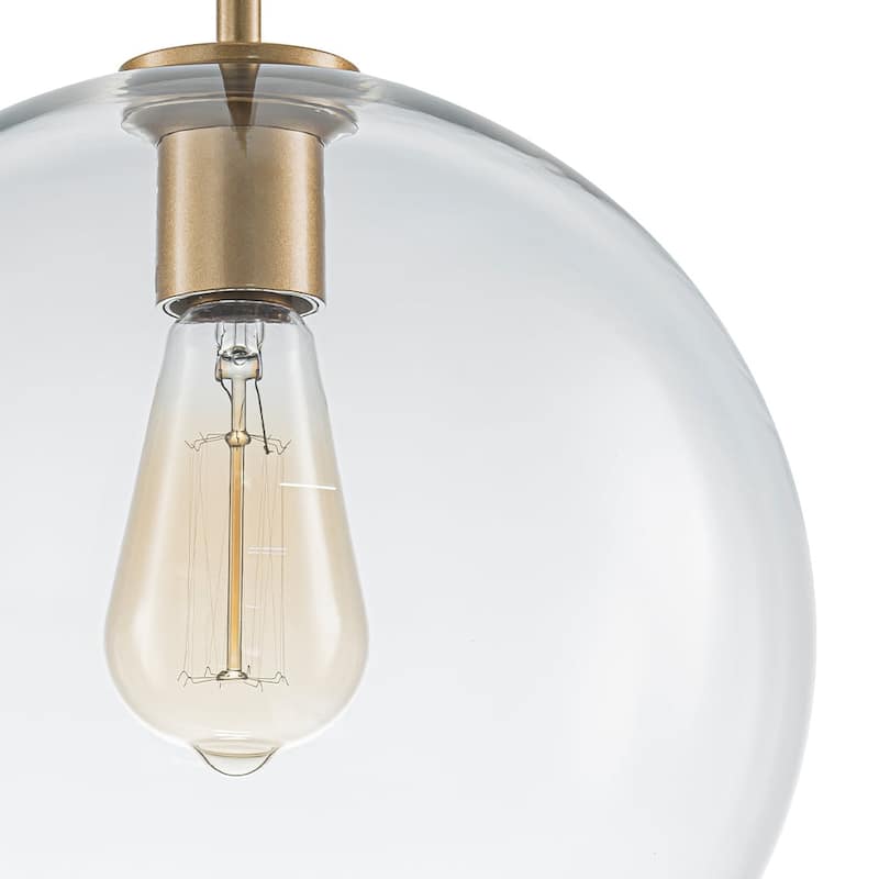 11.0''W 1-Light Modern Hand-blown Clear Glass Globe Pendant