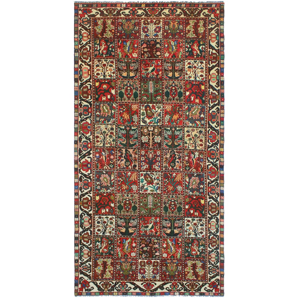 Fine Vintage Bakhtiari Mollie Red/Ivory Runner - 5'0" x 10'0"