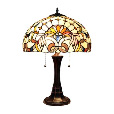 Tiffany Style Victorian Design 2 Light Table Lamp - 22.8 inches high