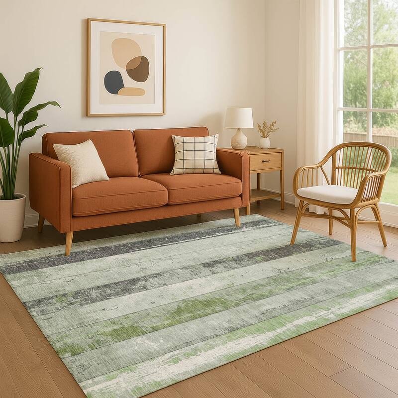 Premium Washable Super Soft Modern Stripe Mayfield Rug - Aloe - 9' x 12'