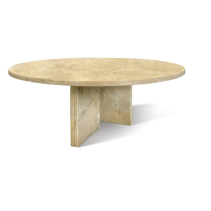 Roomfitters Round Marble Coffee Table, Natural Stone Living Room Table, Solid Marble Accent Table, Modern Design