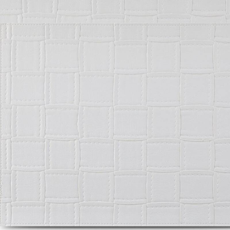 HomeRoots 18" Set of Four White Basketweave Faux Leather Placemats - 18.00 in. x 12.00 in. x 0.01 in.
