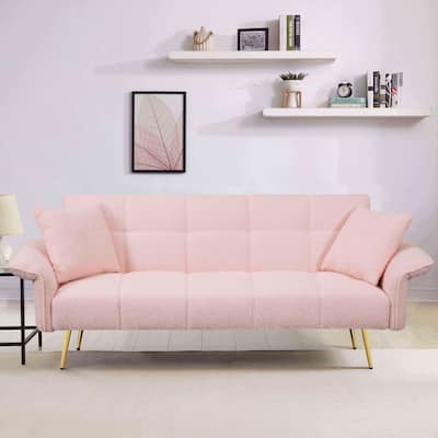 Teddy Velvet Convertible Sofa Bed, Adjustable Arms and Backrest, Ideal for Living Room, Bedroom Comfort