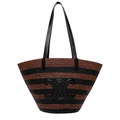 Celine Couffin Classic Panier in Raffia and Leather