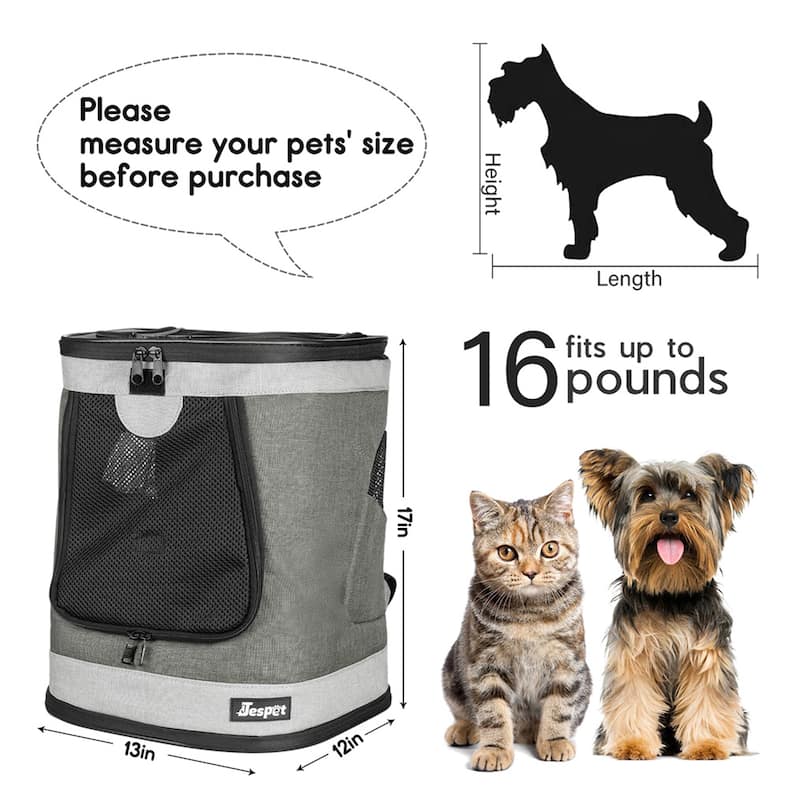 JESPET & GOOPAWS: 13" Pet Soft Backpack Carrier for Small Dogs & Cats