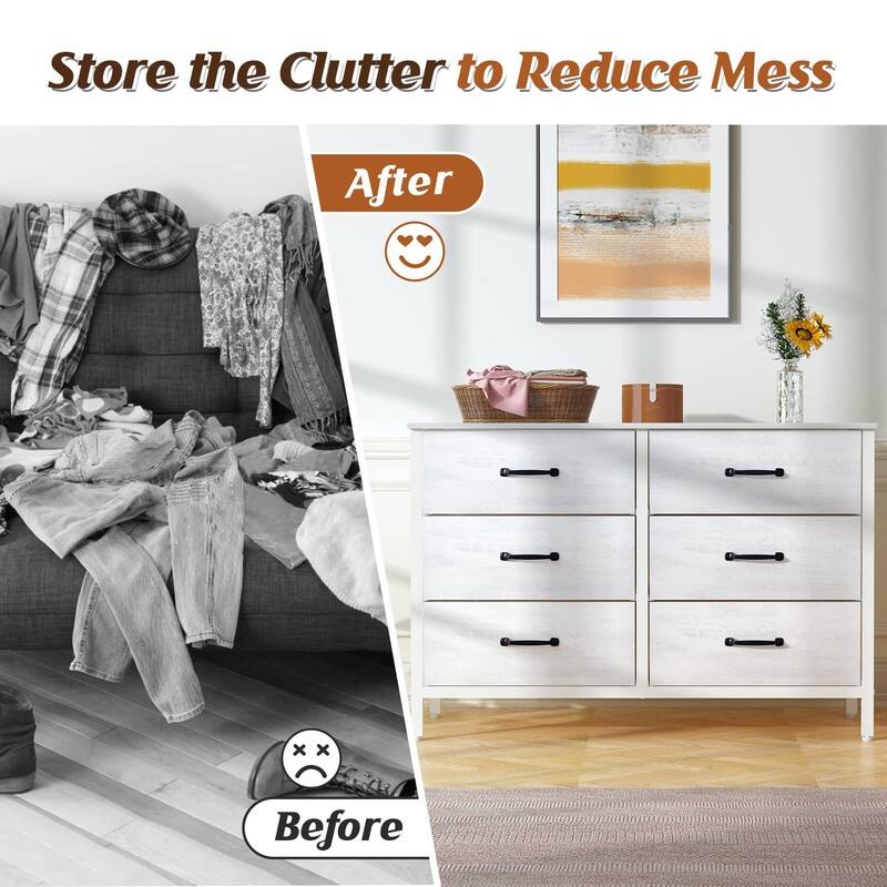 White Dresser with 6 Drawers