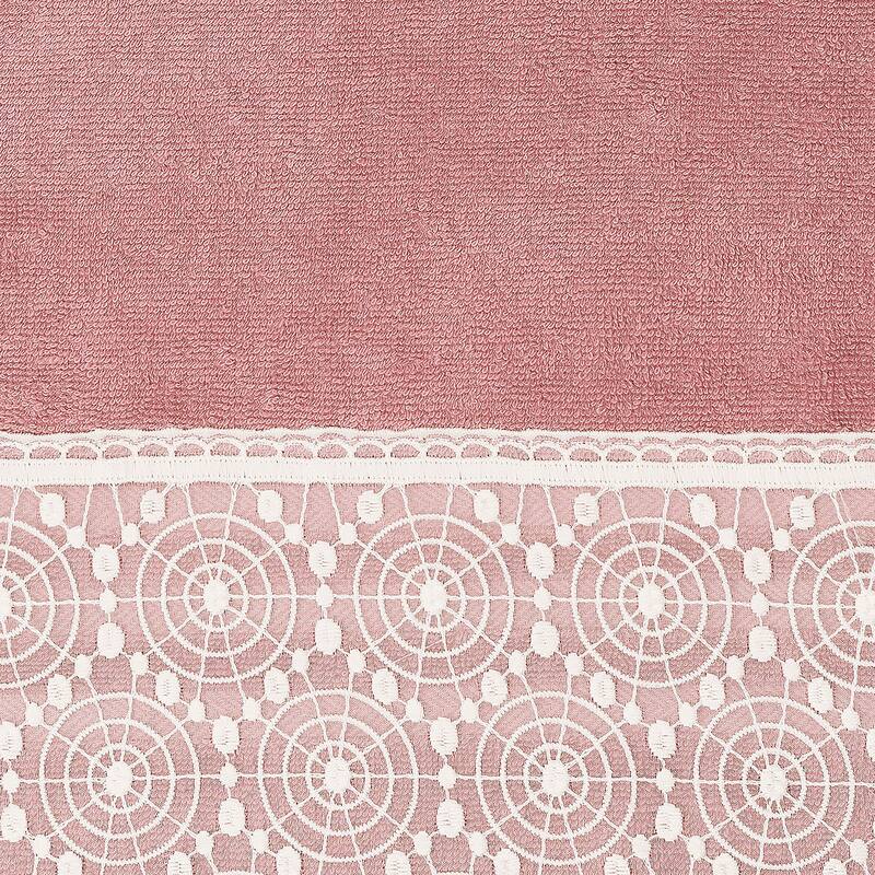 Authentic Hotel and Spa 100% Turkish Cotton Arian 3PC Cream Lace Embellished Towel Set