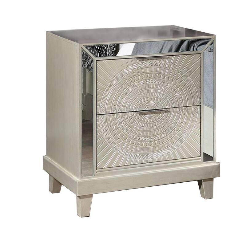 Champagne 2 Drawer 28.25 in. W Nightstand with Trimmed Edge Design