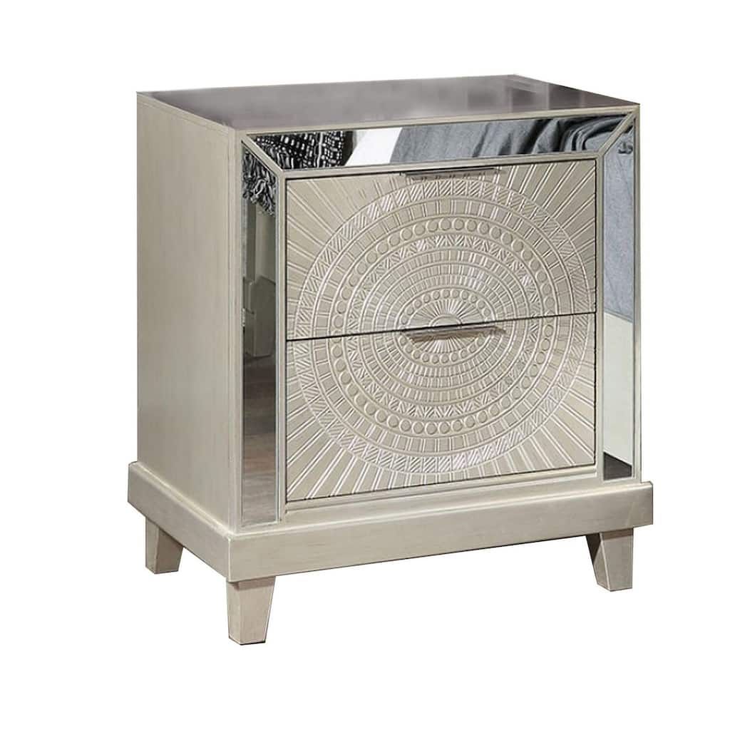 Champagne 2 Drawer 28.25 in. W Nightstand with Trimmed Edge Design