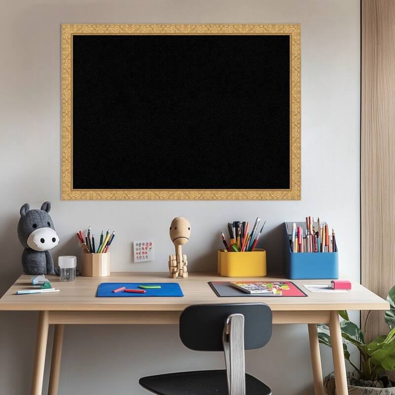 Lila Gold Wood Framed Cork Board - Bulletin Board, Organization Board, Pin Board