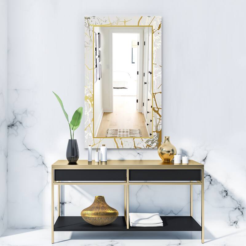 Designart 'Marbled Marvelous 3' Glam Printed Wall Mirror