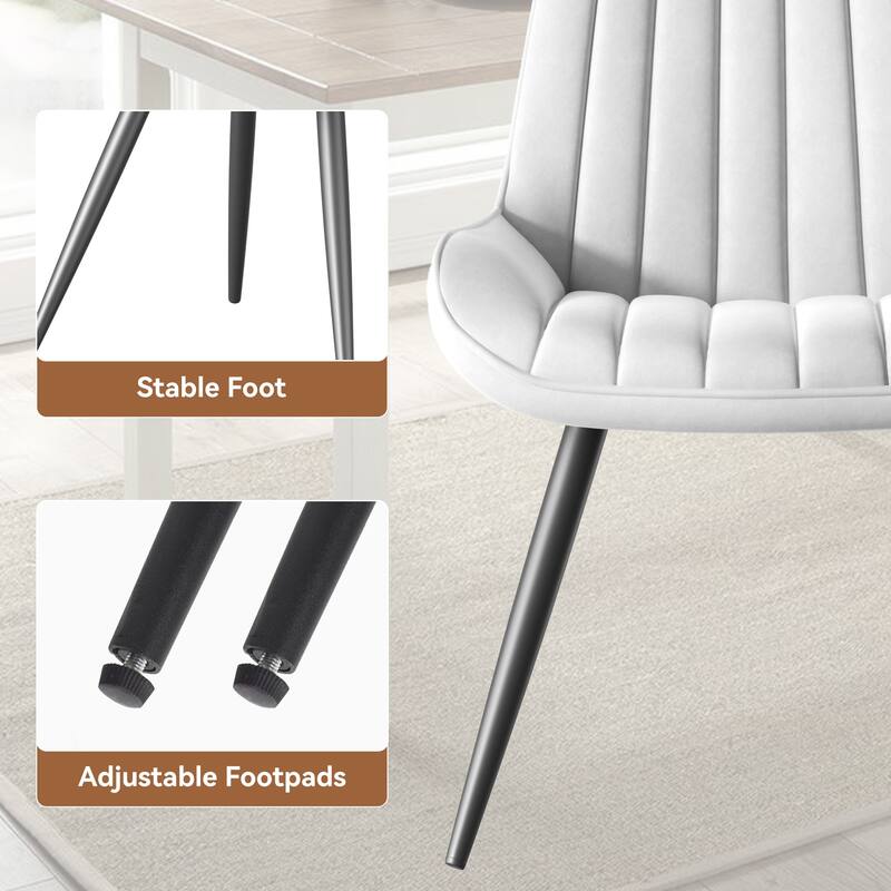 Modern Dining Chairs Set of 4, Comfy Dining Room Chairs with Thick Cushions, Upholstered Fabric Chairs with Metal Legs