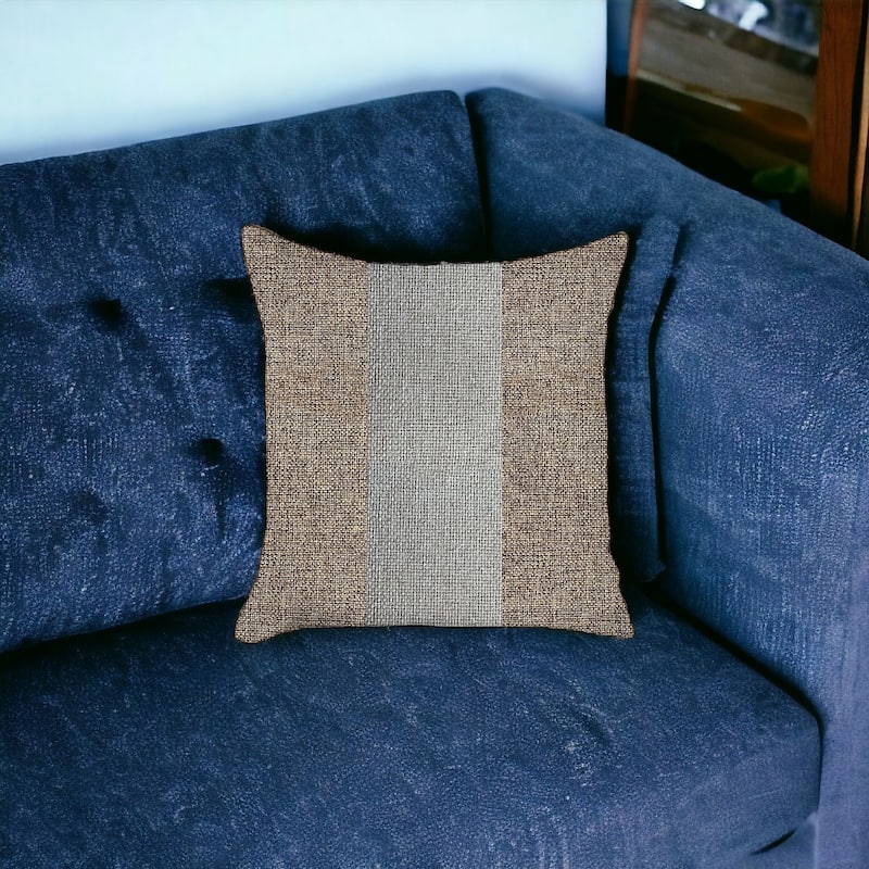 HomeRoots 18" X 18" Brown And Grey Geometric Zippered Handmade Polyester Throw Pillow Cover