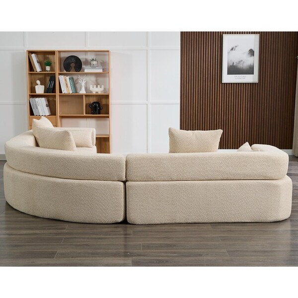 3-Piece Curved Sofa, Oversized Boucle Couch, Flexible for Living