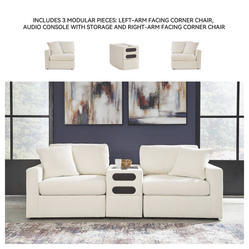 Signature Design by Ashley Modmax 3-Piece Sectional with Audio Console - 93" W x 37" D x 36" H