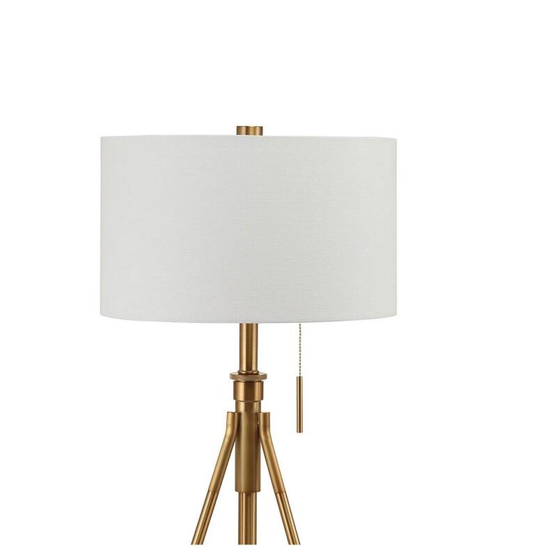 Vintage Look 1pc Floor Lamp Stained Gold Tripod Legs Unique Lamp Pull Switch 32"H