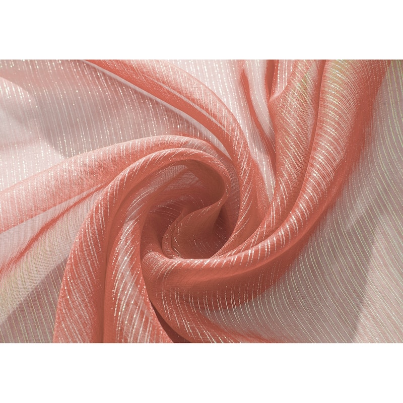 Lonnie Metallic Stripe Sheer Window Curtain Panel 90 inch