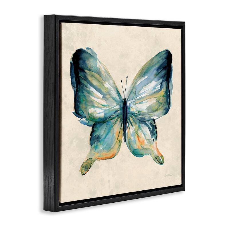 Stupell Bold Butterfly in Green Framed Floater Canvas Wall Art Design By Carol Robinson
