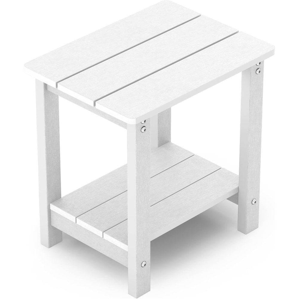 WINSOON Outside Adirondack Square Side Table, Weather Resistant Patio Table Double Layers