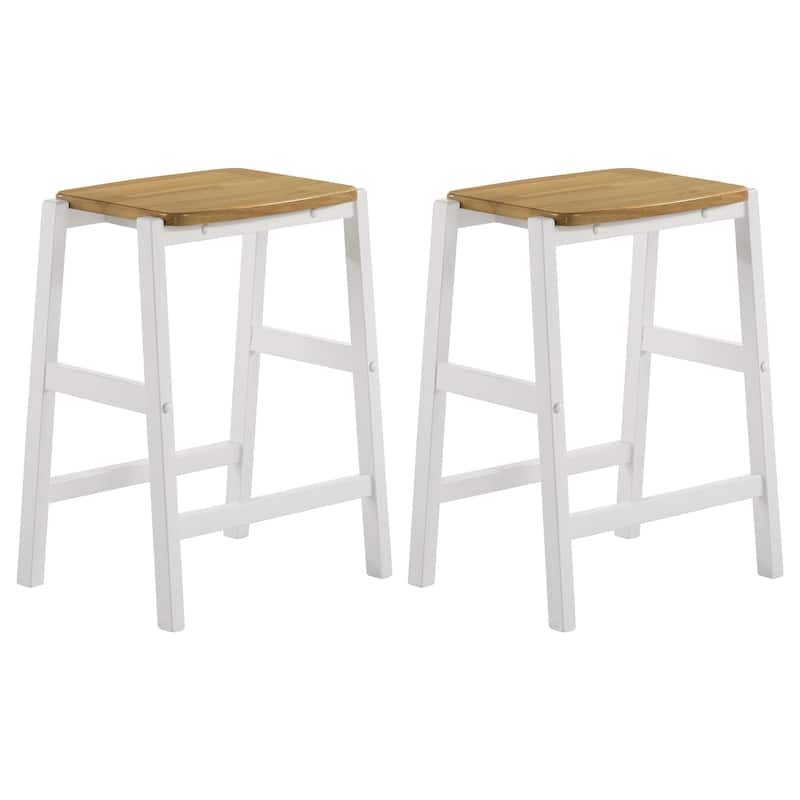 Edgeworth Wood Backless Counter Stool White (Set of 2) - Set of 2 - Brown - Counter Height