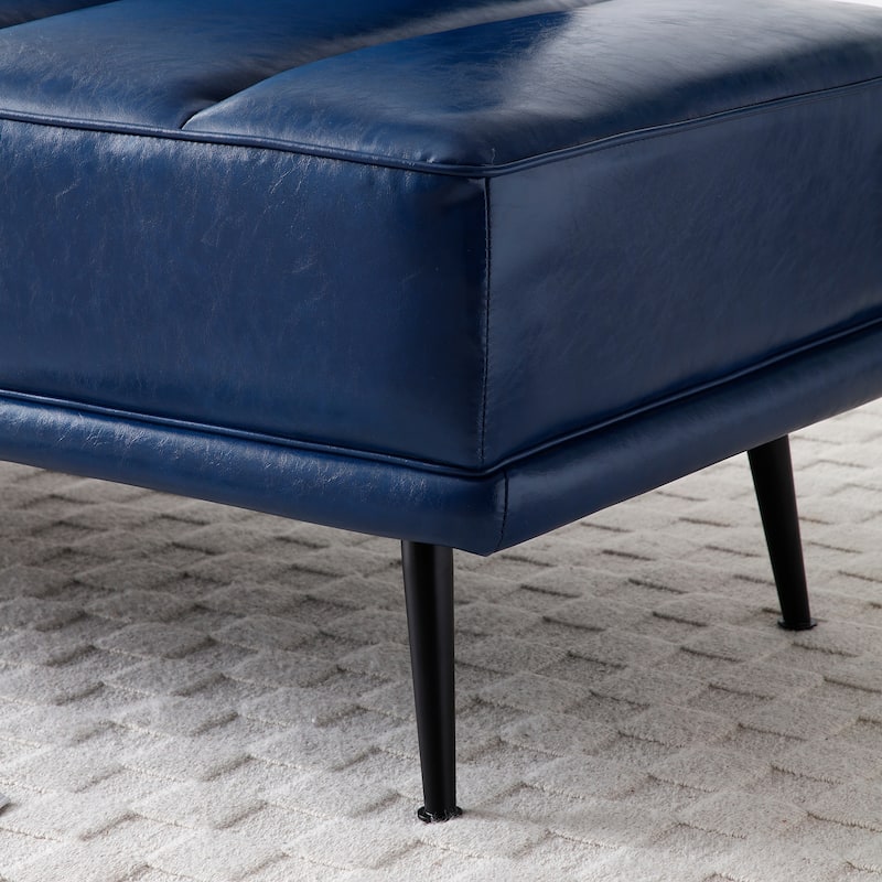 55 Inch Wide PU Sofa Bench with 360-degree Swivel Side Table and Metal Legs