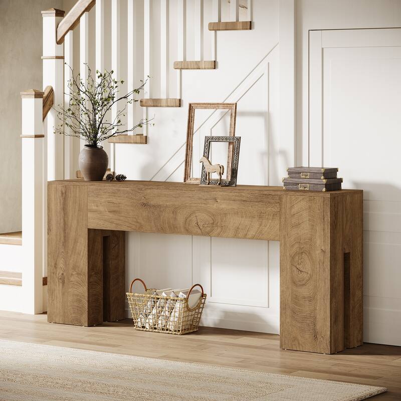 71-Inch Long Console Table for Entryway, Living Room, Rustic Brown - 70.86" L x 13.78" W x 32.3" H