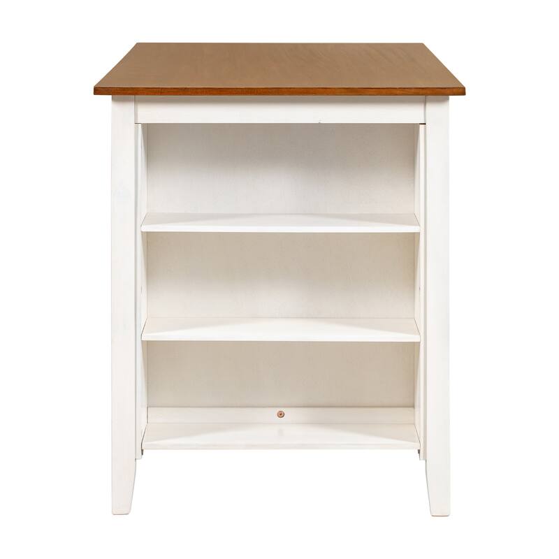 Counter Height Rustic Farmhouse Dining Room Wooden Bar Table Set Storage Dining Table Set with 4 Chairs and 3-Tier Side Shelf