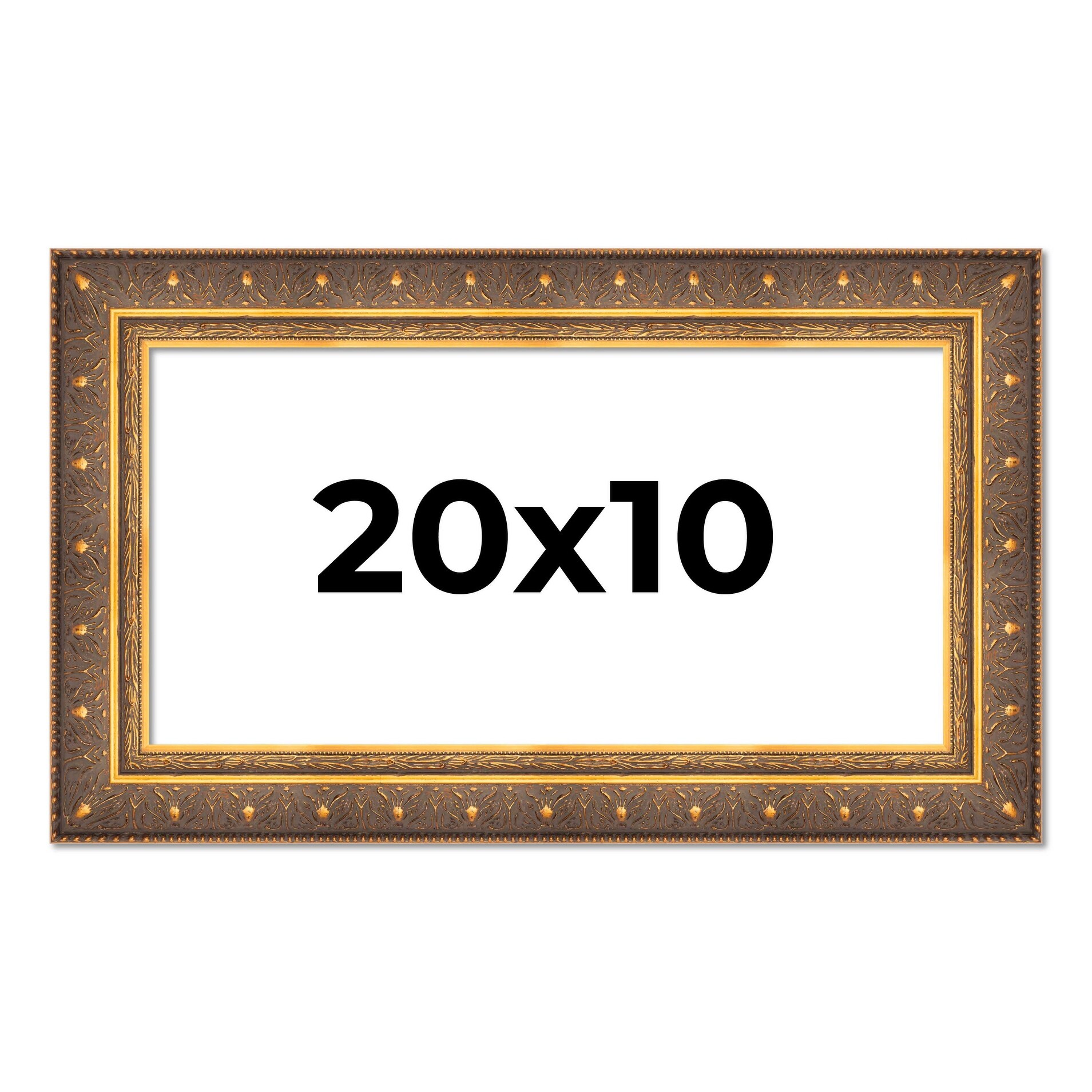 20x10 Frame Gold Real Wood Picture Frame inches Interior Frame Depth 1 inches Museo Bronze Ornate Photo Frame with UV Acrylic