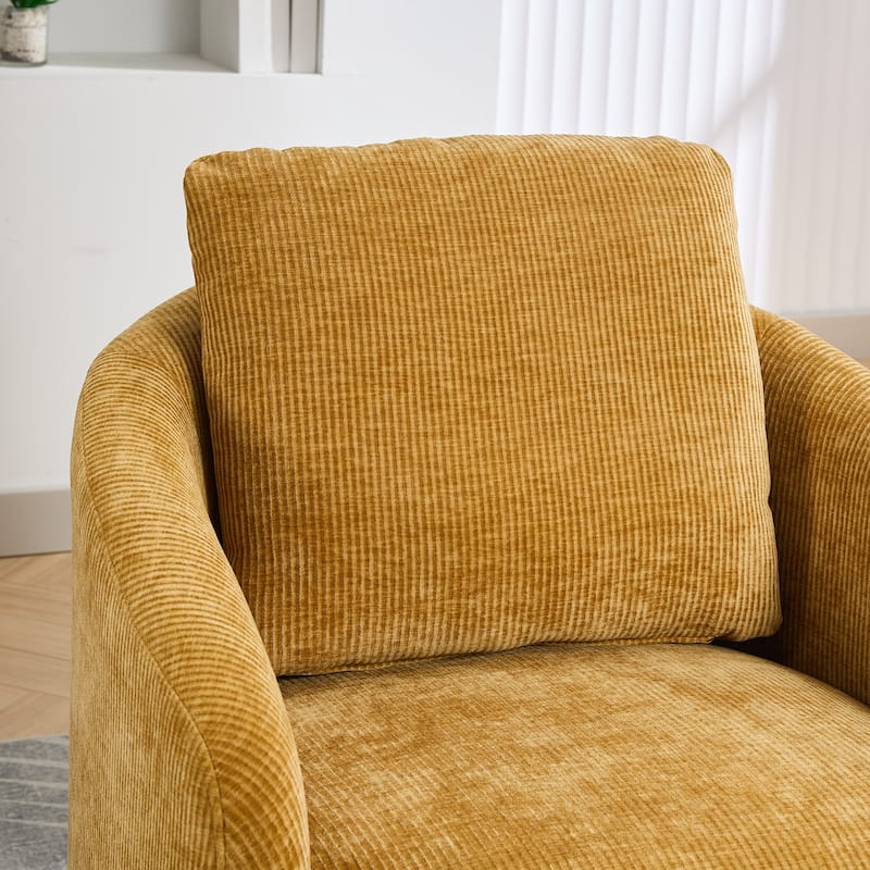 Mustard 30.3" Chenille Swivel Barrel Chair