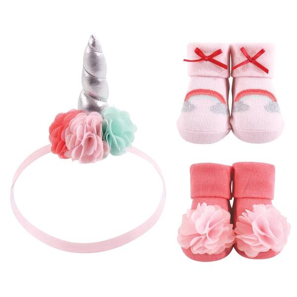 slide 1 of 1, Hudson Baby Infant Girl Headband and Socks Giftset 3pc, Rainbow, One Size - Rainbow Rainbow - One Size