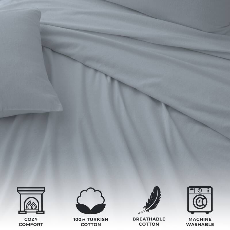 Ultra Soft 100% Turkish Cotton Flannel Double Brushed Solid Sheet Set