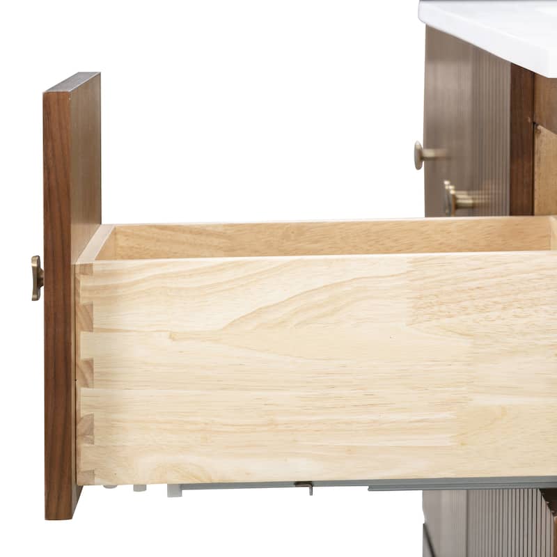 Kenzo 47 in. Bathroom Vanity in Walnut with White Solid Surface Top - 47" Single Sink