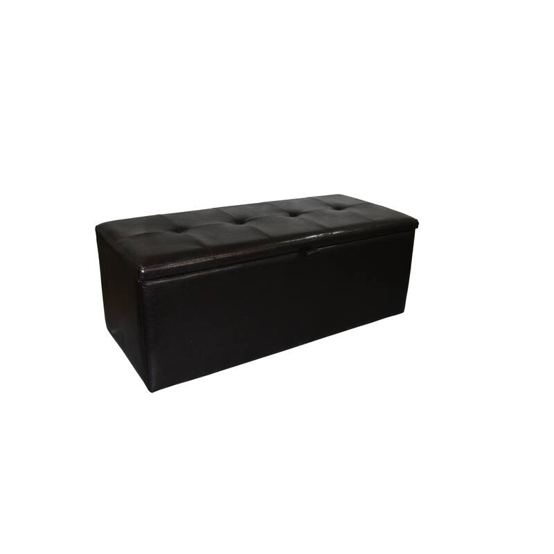 Brown Faux Leather Storage Bench